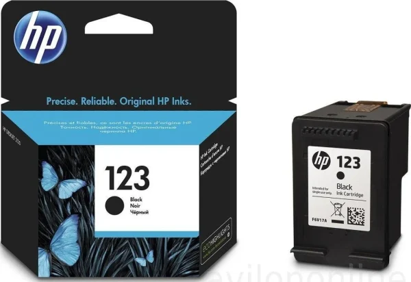 Model: HP 123 Printing Technology: Inkjet Printing Color:Black Duty Cycle up to (Yield): 120 Pages Compatible Printer: HP DeskJet 2130, 2630, 3630, 3639, 3830 Part No: F6V17AE Warranty: No warranty Made in/ Assemble: China Country Of Origin: USA