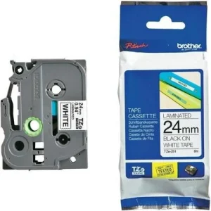 Brother Tze-251 (24mm x 8mm) Black on White Tape Cartridge for PT-P900W