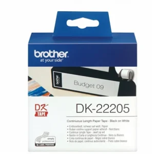 Brother DK-22205 (62mm x 30.4mm) Black on White Ribbon available at tonercartridgebd.com